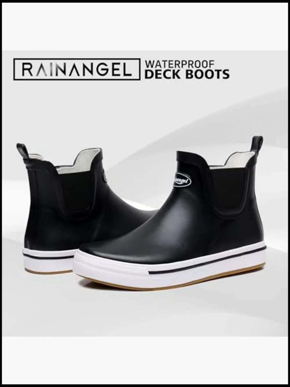 Men's Ankle Rain Boots Waterproof Rubber Slip-On Comfortable Lightweight